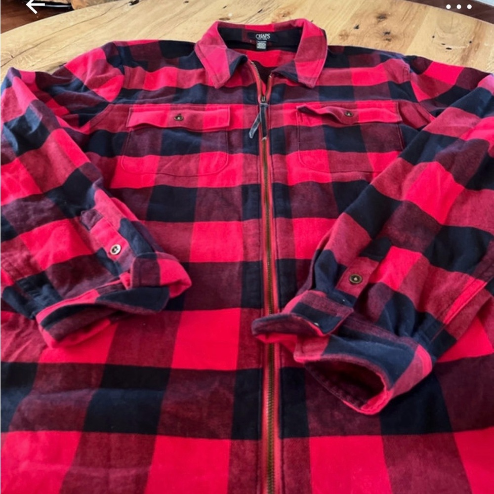 Xxlg Chaps Red & Black Buffalo Plaid Zip Jacket